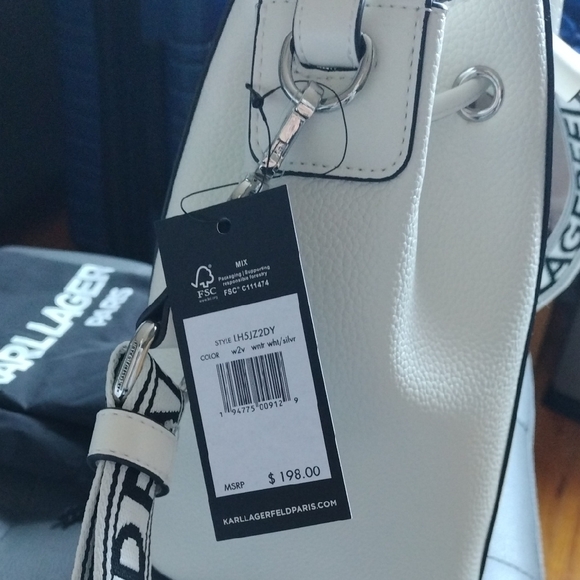 Karl Lagerfeld White Shoulder Bag with Embellishments - Picture 4 of 9